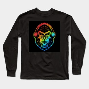 angry-gorilla-headphone-colorful-illustration Long Sleeve T-Shirt